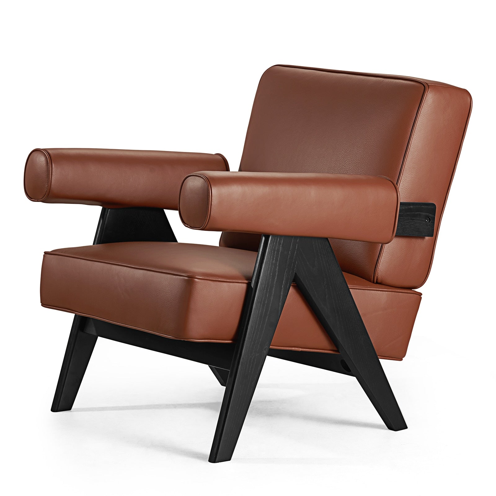 Chandigarh Armchair by Pierre Jeanneret with Genuine Italian Leather