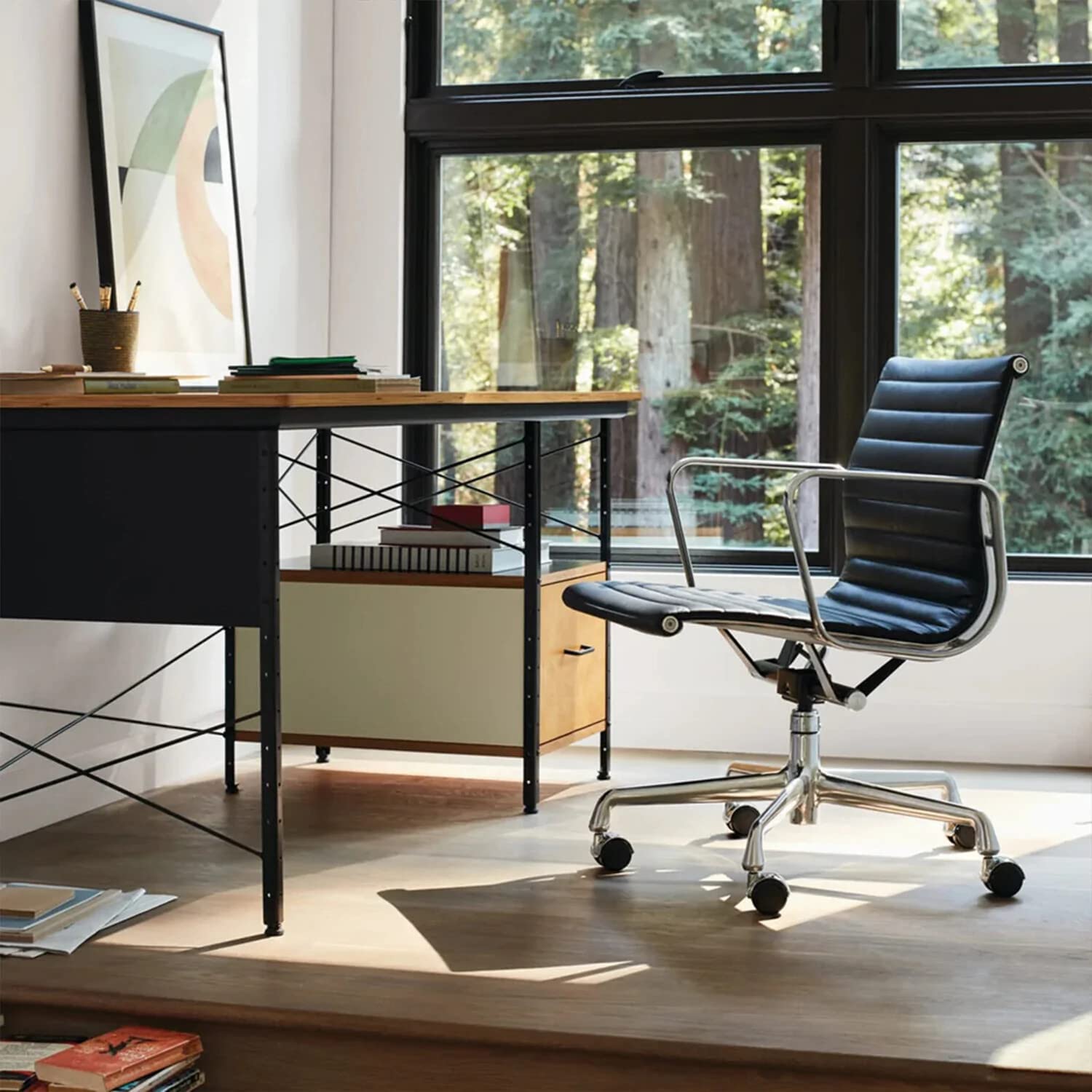 Eames Aluminum Group Office Chair with Genuine Leather