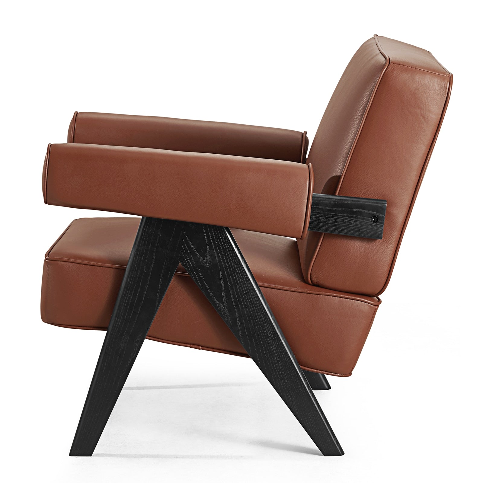 Chandigarh Armchair by Pierre Jeanneret with Genuine Italian Leather