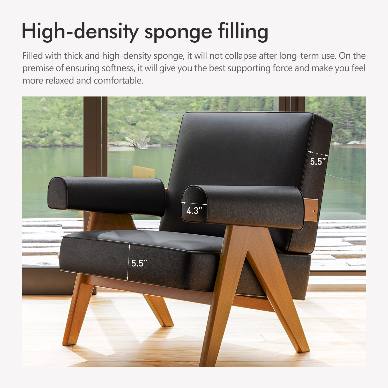 Chandigarh Armchair by Pierre Jeanneret with Genuine Italian Leather