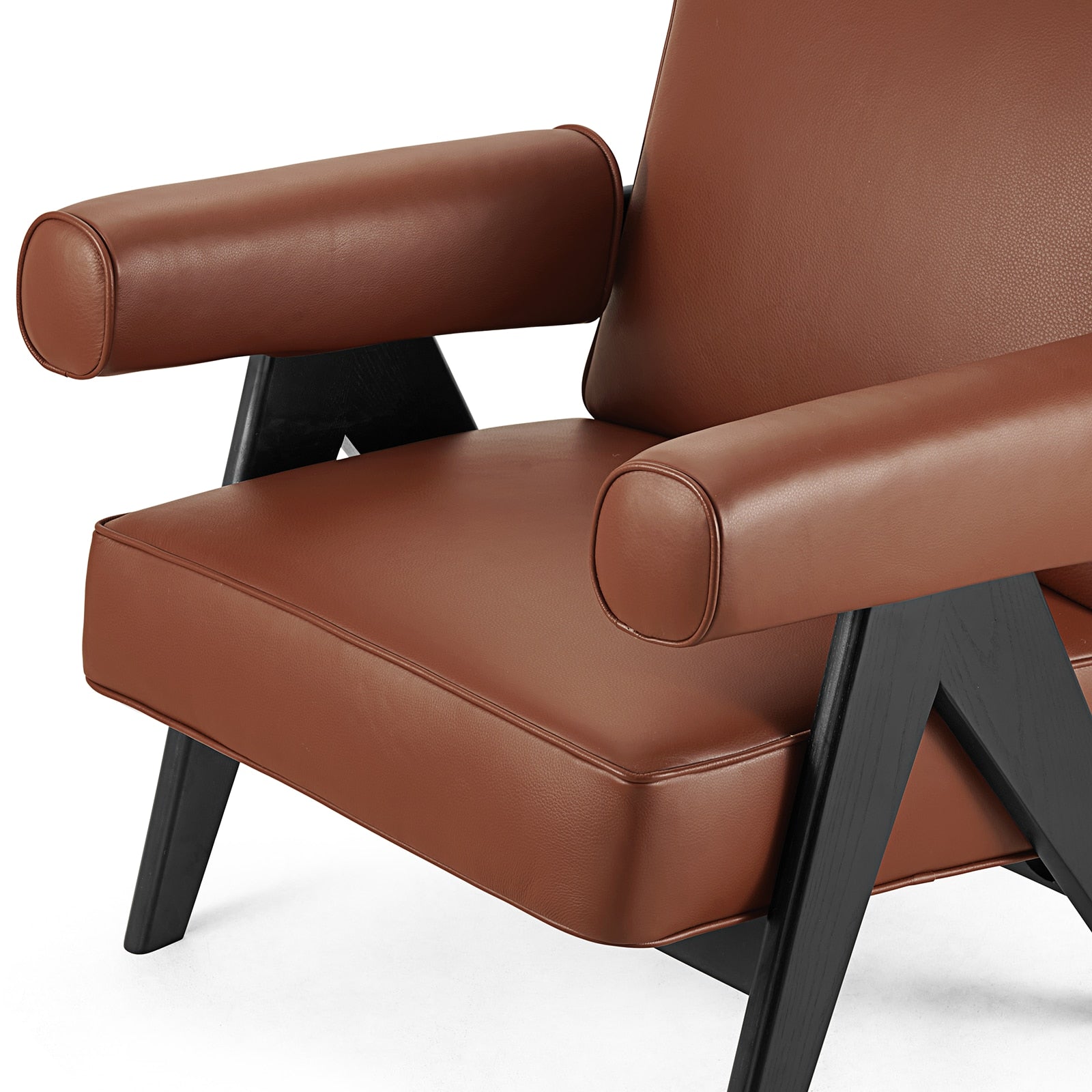 Chandigarh Armchair by Pierre Jeanneret with Genuine Italian Leather