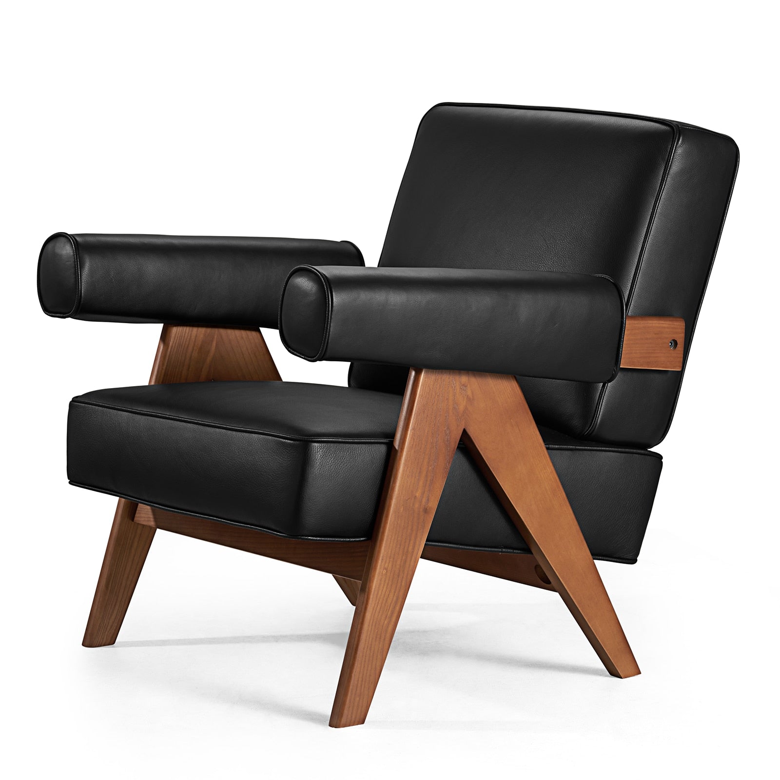 Chandigarh Armchair by Pierre Jeanneret with Genuine Italian Leather