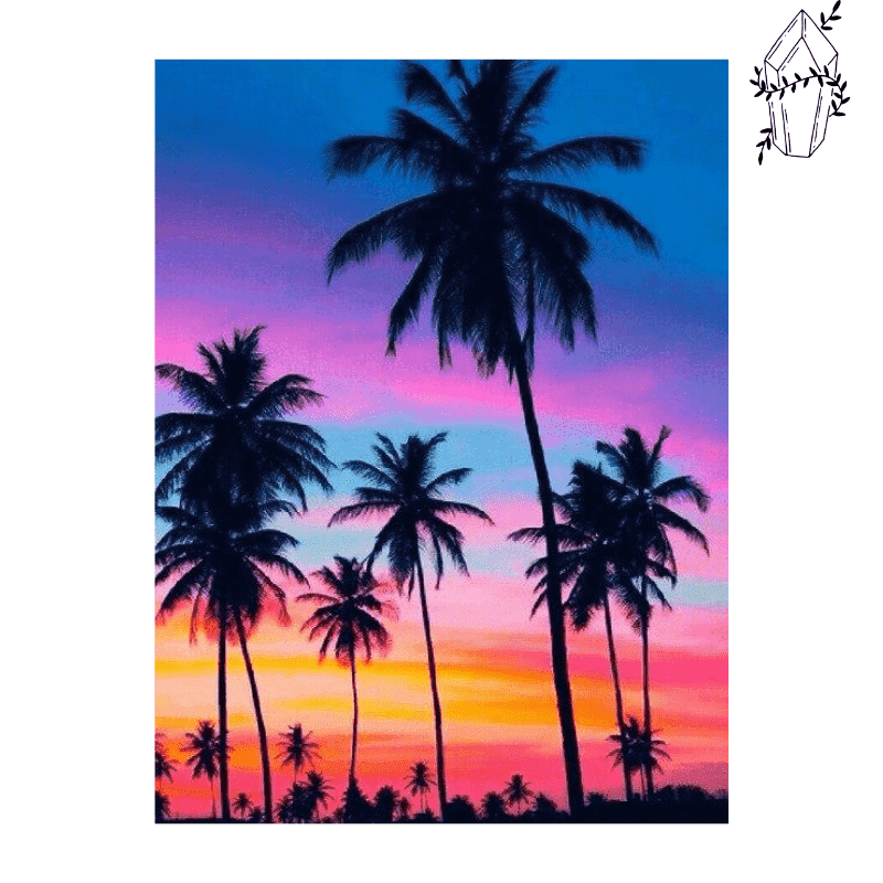Diamond Painting Palm Tree Sunset.