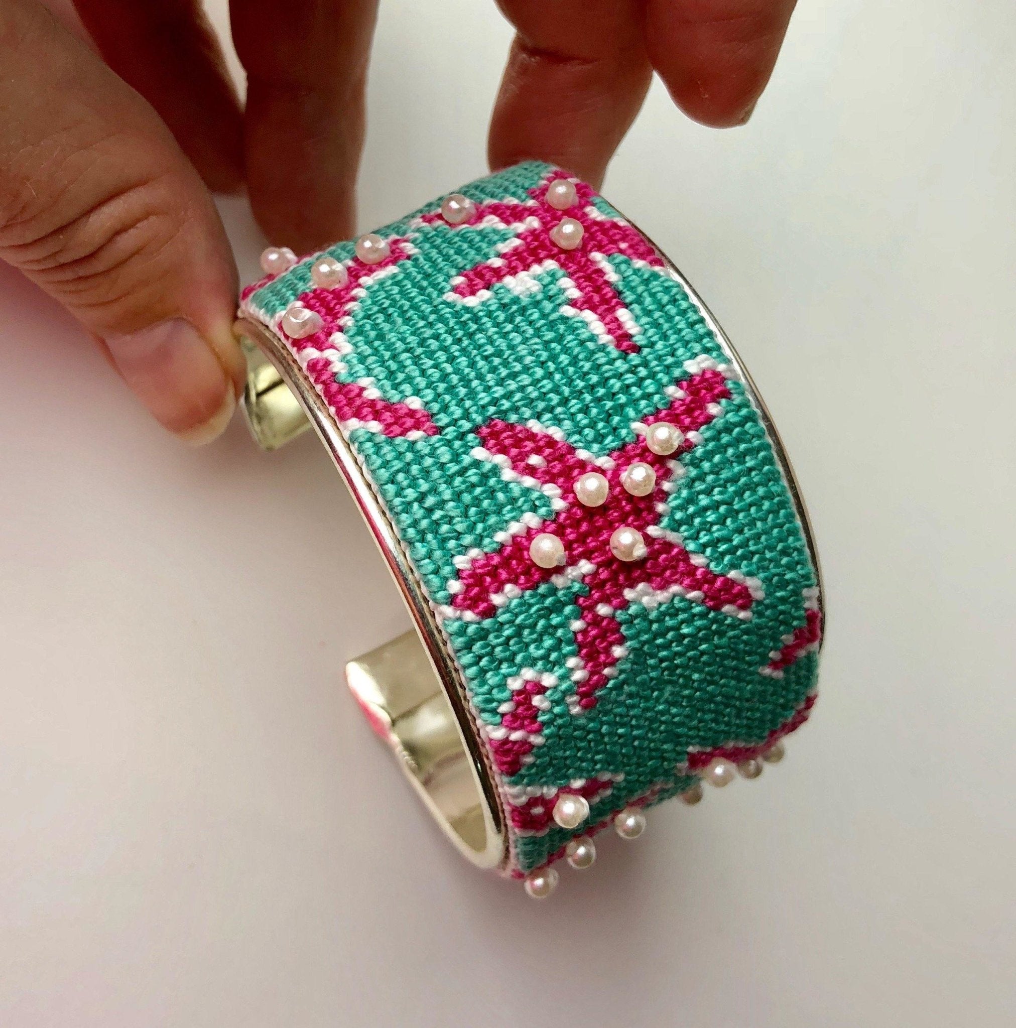 Roses Needlepoint Bracelet Cuff Kit