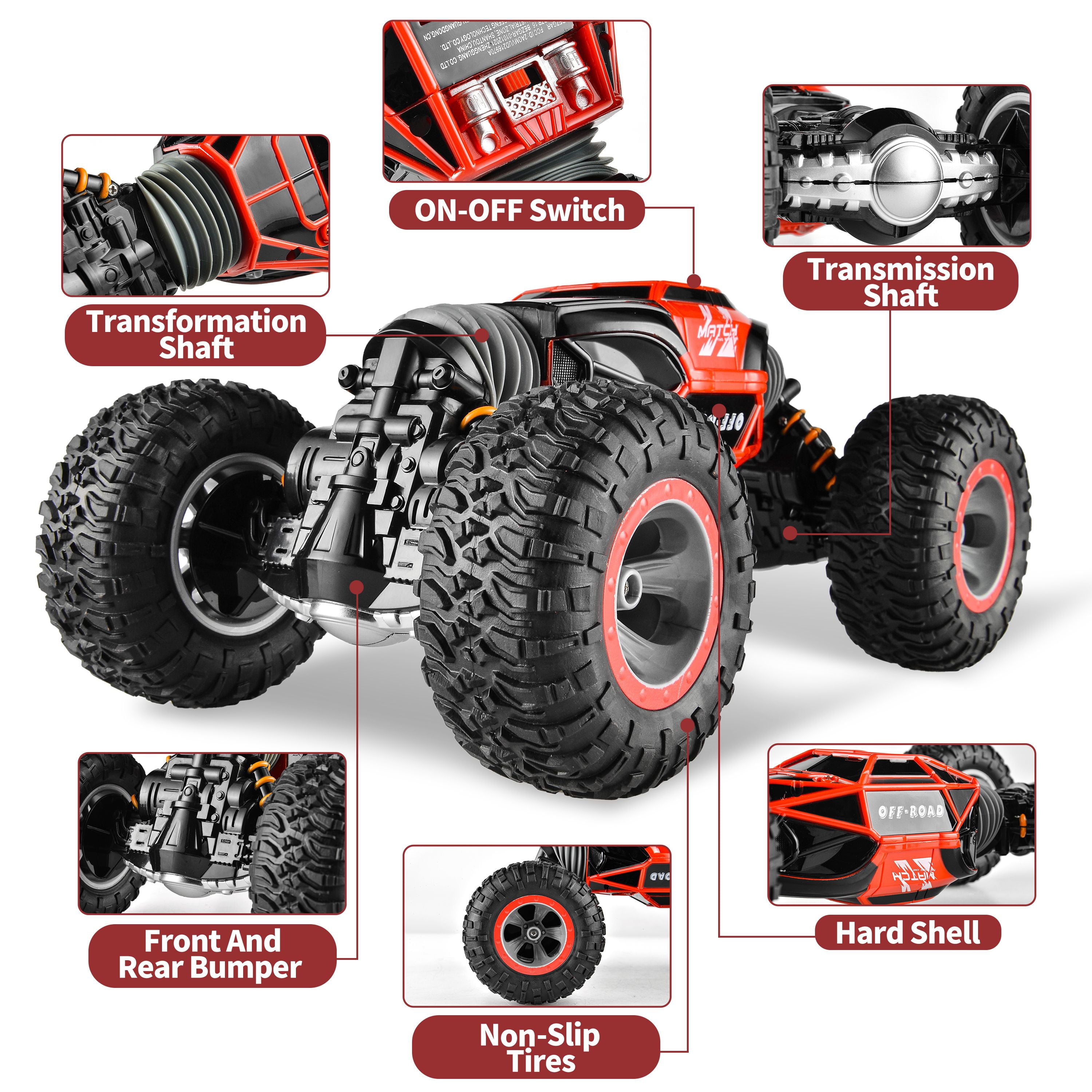 BEZGAR Remote Control Monster Truck Remote Control Cars, RC Truck Toy Car for Adults Boys Kids 6+, All Terrain Speed Transform Crawler RC Stunt Car