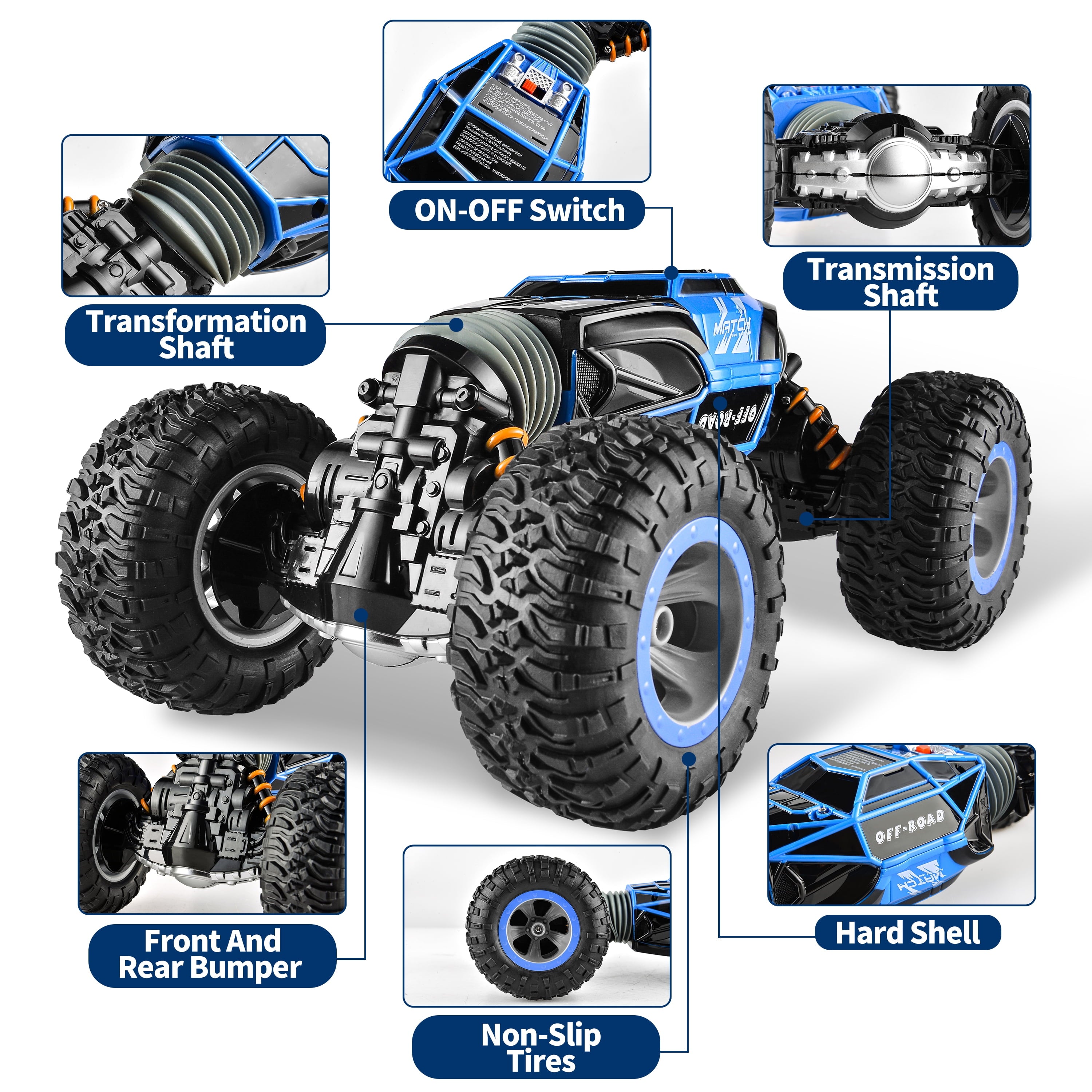 BEZGAR Remote Control Monster Truck Remote Control Cars, RC Truck Toy Car for Adults Boys Kids 6+, All Terrain Speed Transform Crawler RC Stunt Car