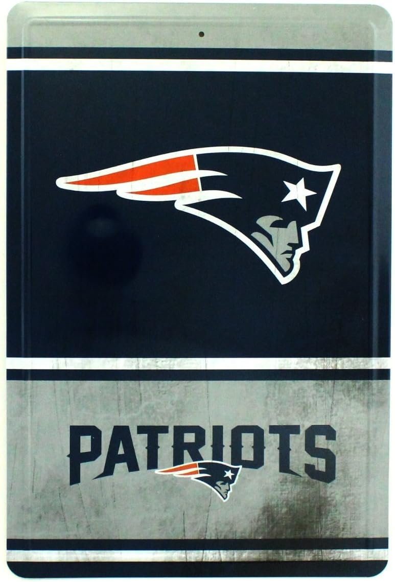 NFL New England Patriots Team Logo Tin Sign, 8 x 12-inches, Blue