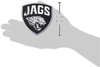 Jacksonville Jaguars Silver Chrome Color Auto Emblem Molded Raised Adhesive Tape Backing
