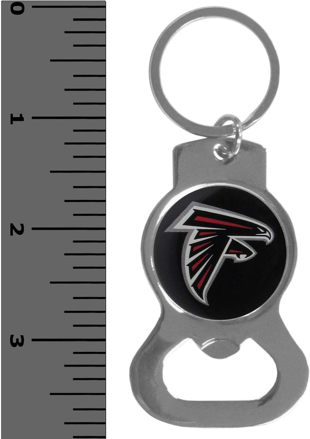 Atlanta Falcons Premium Solid Metal Bottle Opener Keychain, Silver Key Ring, Team Logo