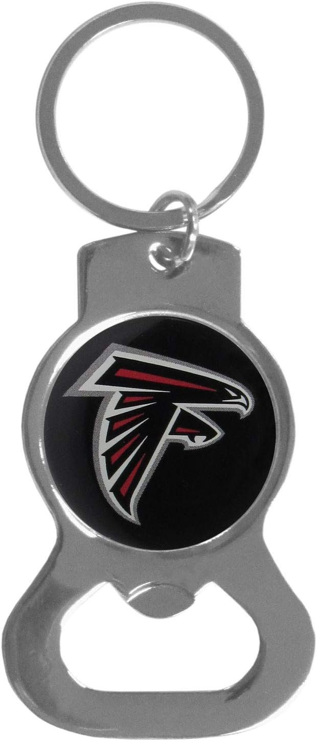 Atlanta Falcons Premium Solid Metal Bottle Opener Keychain, Silver Key Ring, Team Logo