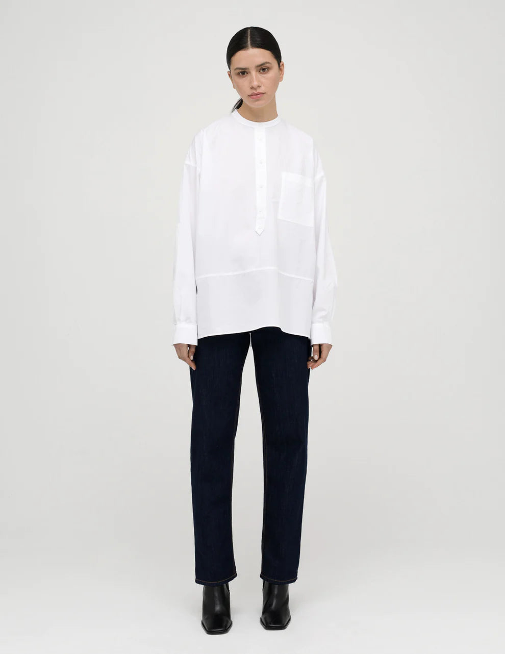 Mandarin-Style Collar Shirt