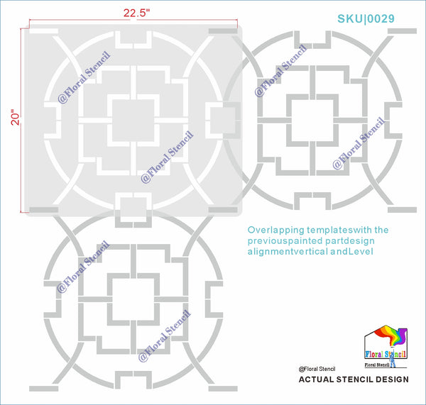 Tea House Trellis Wall Stencil0029 FloralStencil