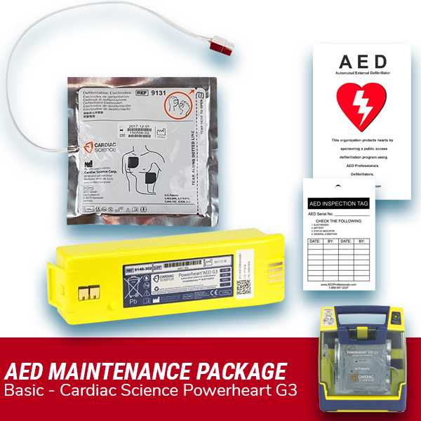 Cardiac Science Powerheart G3 AED Electrode Pad & Battery Maintenance Package