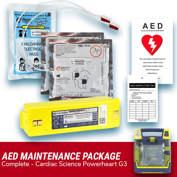 Cardiac Science Powerheart G3 AED Electrode Pad & Battery Maintenance Package