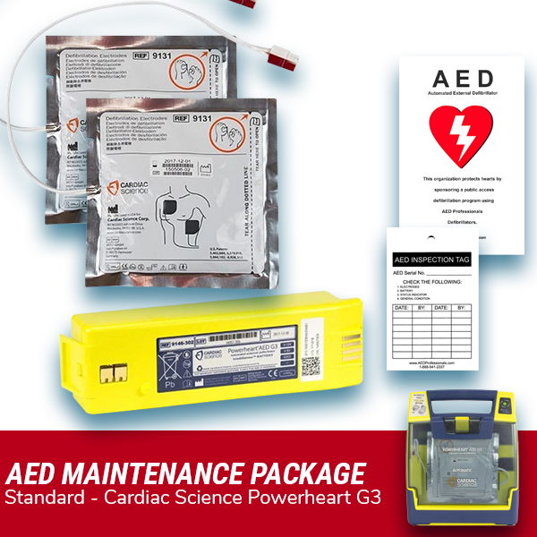 Cardiac Science Powerheart G3 AED Electrode Pad & Battery Maintenance Package