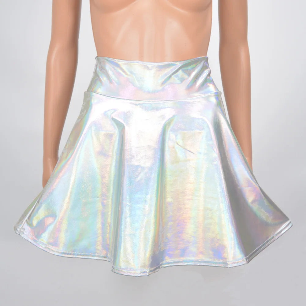 Y2k Holographic Pleated Women Mini Skirts Laser Harajuku Party Club High-waisted Women's Skirts