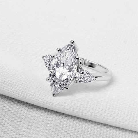 MARQUISE LAB CREATED GEM GOLD VERMEIL RING