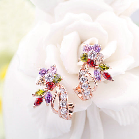 COLORFUL DREAM GOLD VERMEIL JEWELLERY SET bouquet earrings
