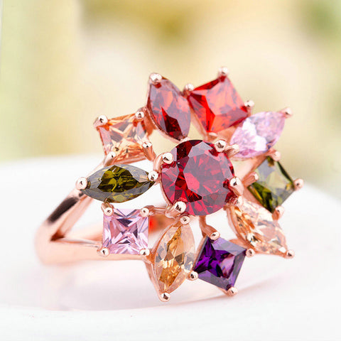 COLORFUL DREAM GOLD VERMEIL JEWELLERY SET flower ring