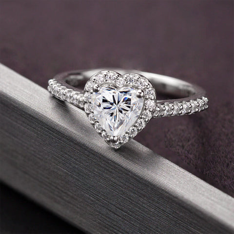 HEART MOISSANITE GOLD VERMEIL HALO RING