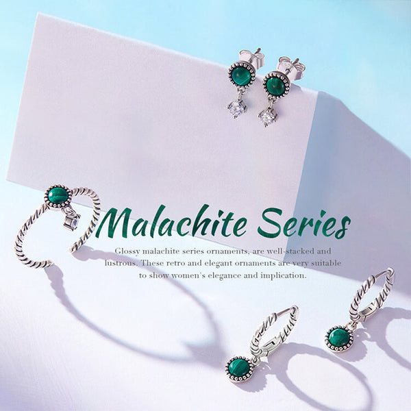 GREEN MALACHITE SERIES GOLD VERMEIL JEWELLERY SET
