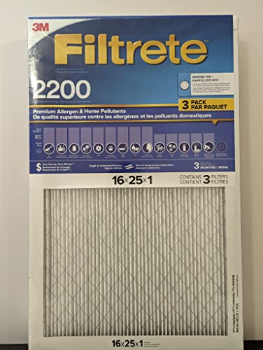 Filtrete Air Filters, MPR 2200, 16 x 25 x 1-Inch, 3-pack