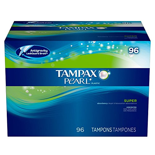 Tampax Pearl Unscented Tampons, Super Absorbency (Pack of 2, 192 Total)