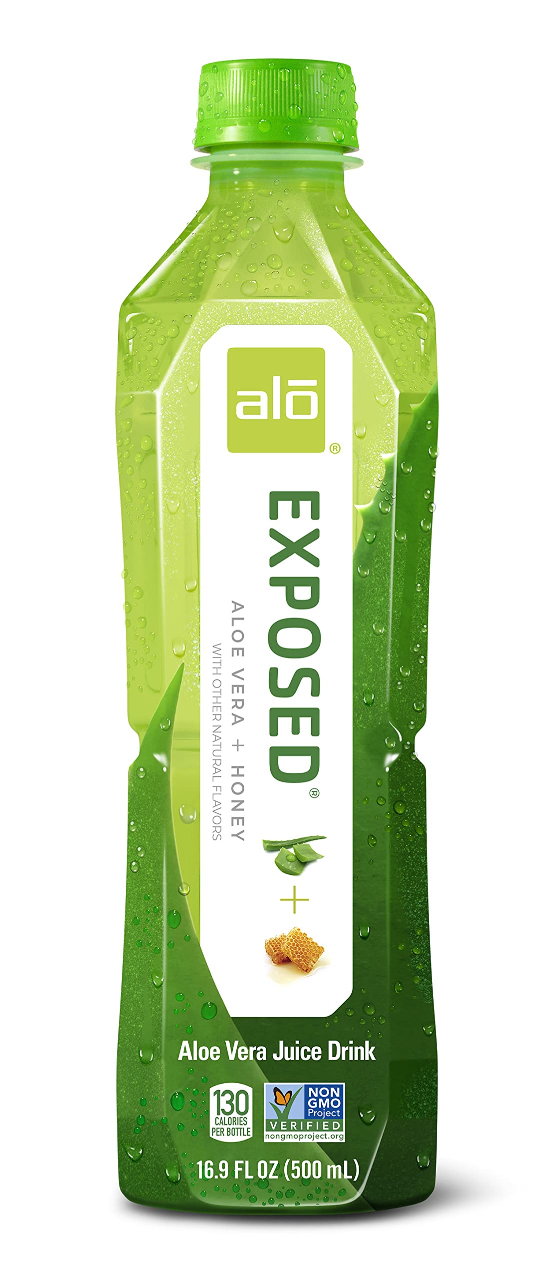 ALO Exposed Aloe Vera Juice Drink, Original + Honey, 16.9 Ounce (Pack of 12)