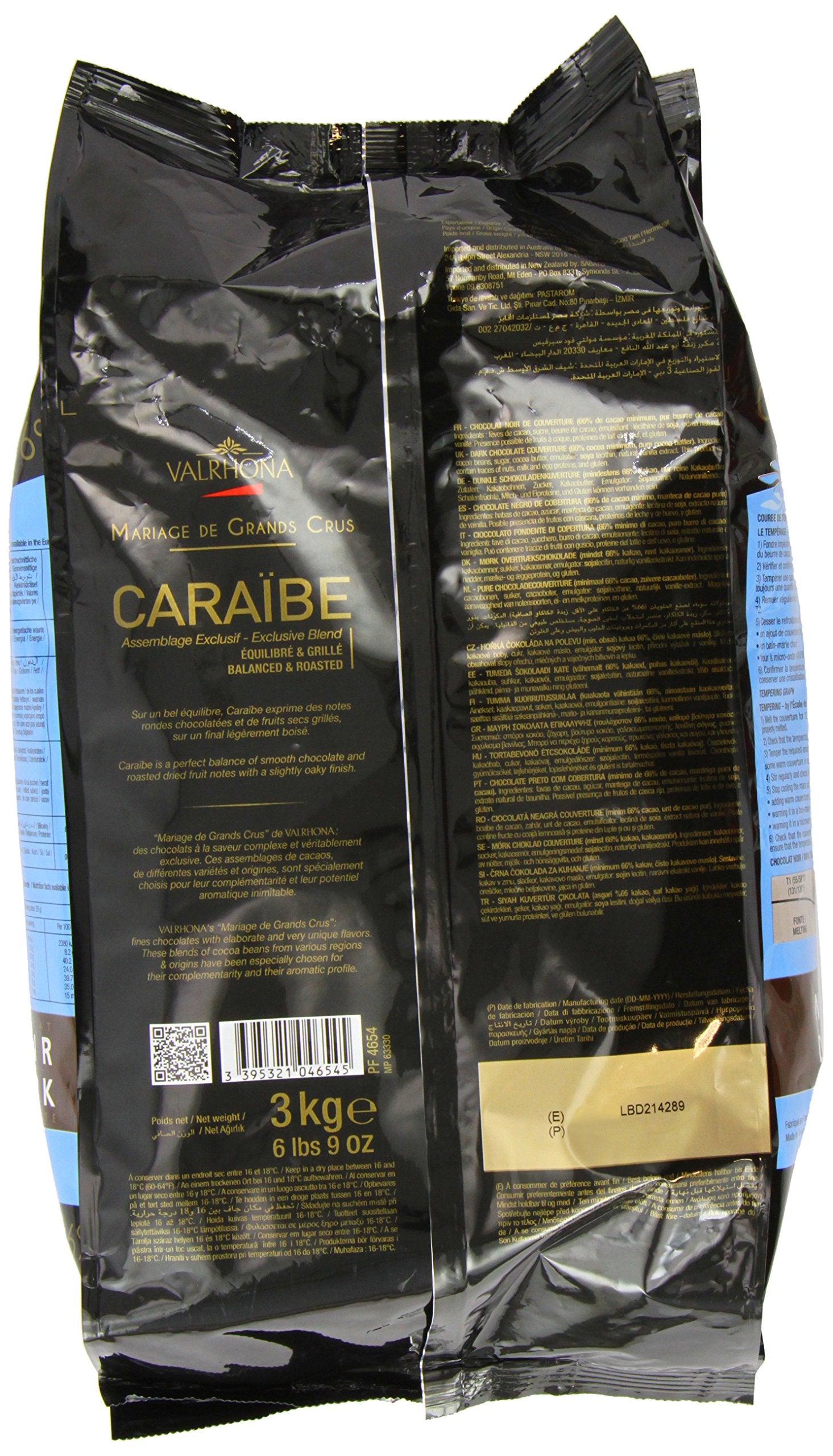 Valrhona Caraibe 66 Percent Chocolate Beans Bag 3 Kg