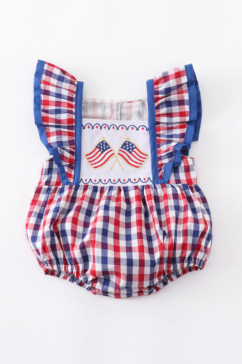 Patriotic Flag Embroidery Girl Bubble