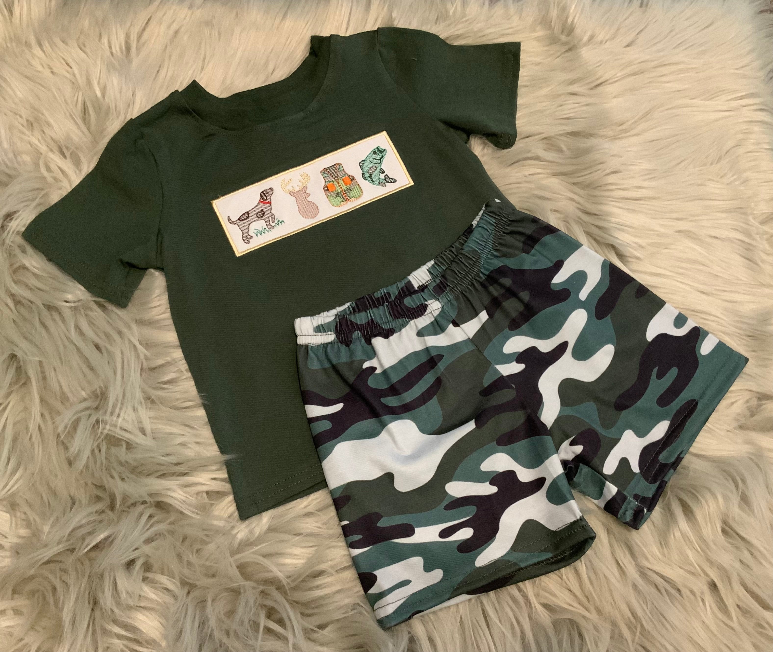 Hunting Camouflage Embroidery Boy Set