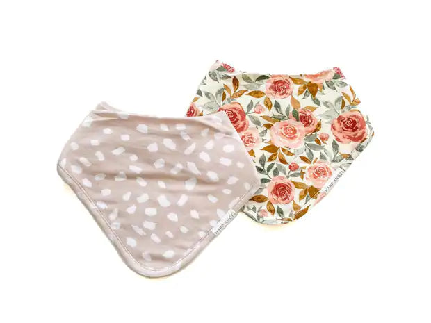 Scarf Baby Bib Set - Sand Spotted / Dusty Floral