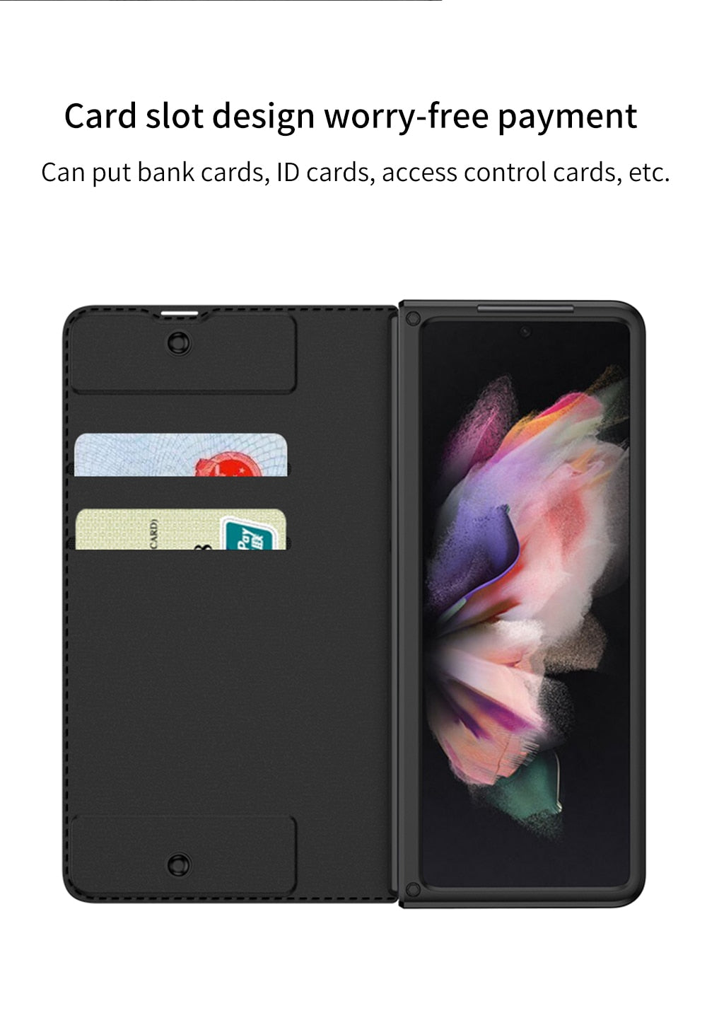 Card Slot Flip Wallet Leather Case for Samsung Galaxy Z Fold 3 4 5G Case with Removable Pen Slot Holder Cover