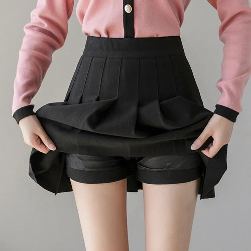 Pleated Skirt Female Autumn and Winter New Fashion High-waist A-line Short Skirt Pants Are Thin and Versatile Casual Skirt