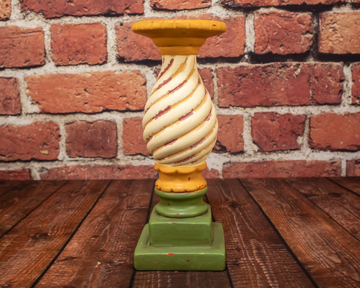 Yellow and Green Spiral Candle Holder