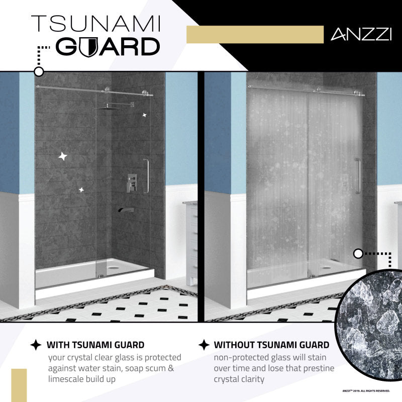 ANZZI Enchant 70-in. x 60.4-in. Framed Sliding Shower Door SD-AZ15-01MB