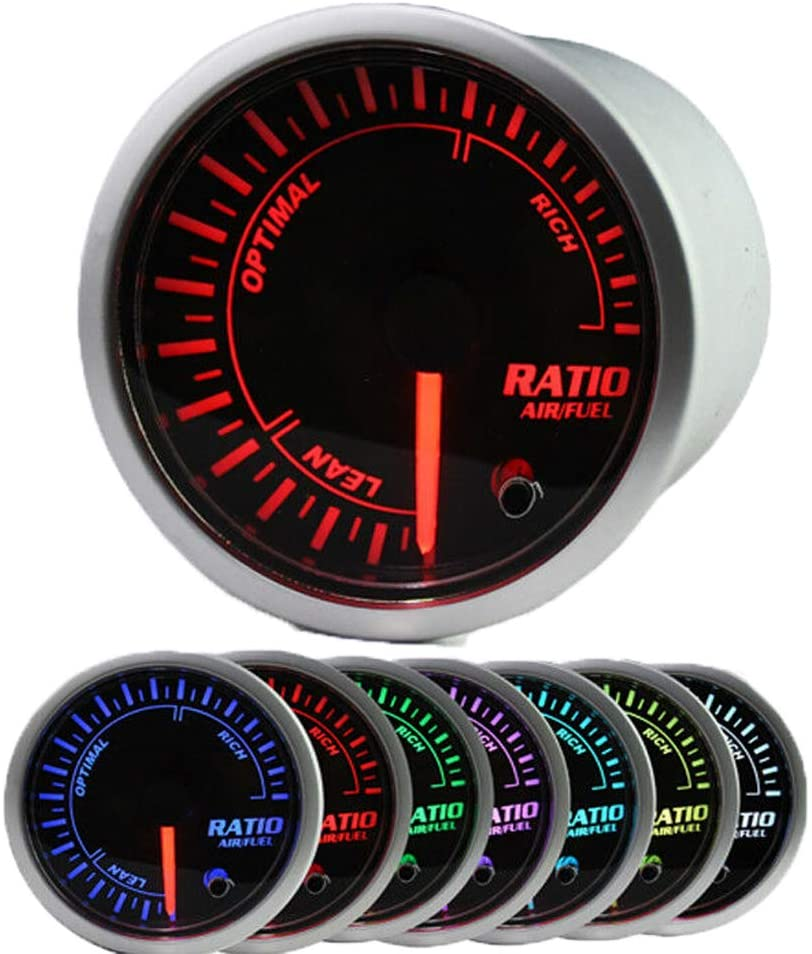 MotorbyMotor 7 Color Air Fuel Ratio AFR Gauge, Pointer Universal 2-1/16