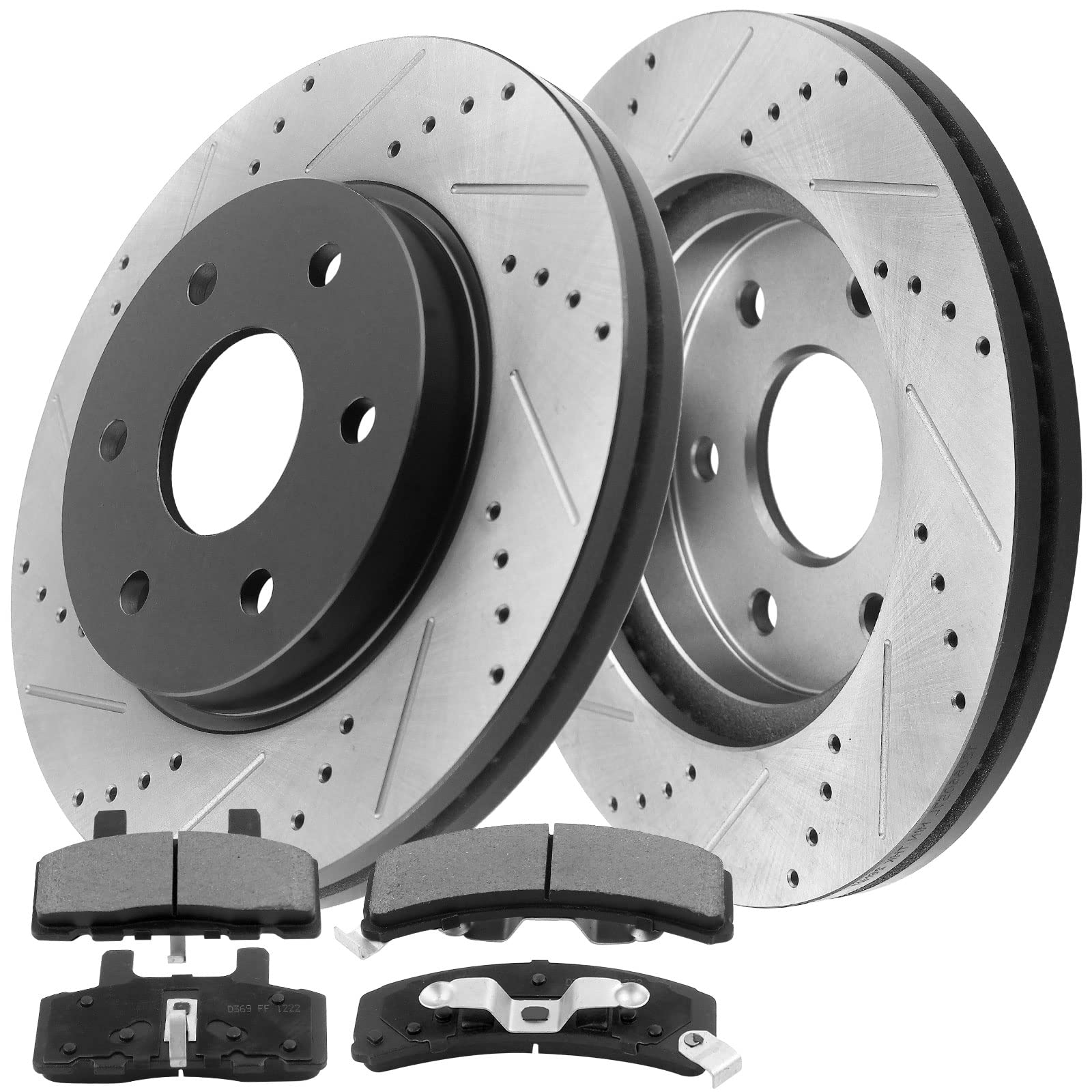 MotorbyMotor 31368 Front Rotors 11.65 Inch (296.1mm) Drilled & Slotted Brake Rotor & Ceramic Brake Pad kit Including CLEANER DOT4 FLUID Fits for 2005-2010 Honda Odyssey (All Models)