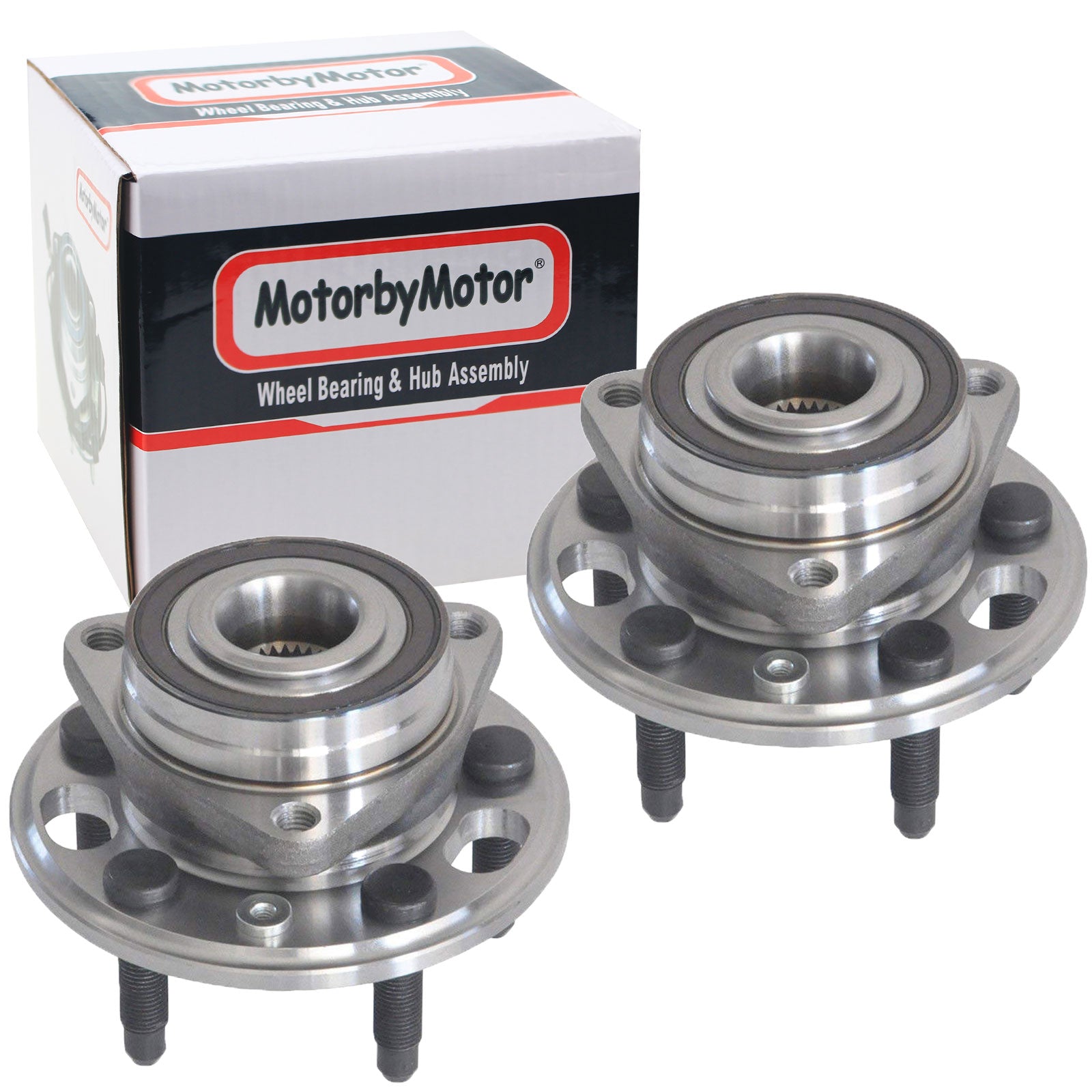 MotorbyMotor 513288 Rear Wheel Bearing and Hub Assembly w/5 Lugs for Cadillac XTS, Buick Lacrosse Regal Allure, Chevy Malibu Impala, Saab 9-5 Hub Bearing (w/ABS Magnetic Ring)-2 Pack