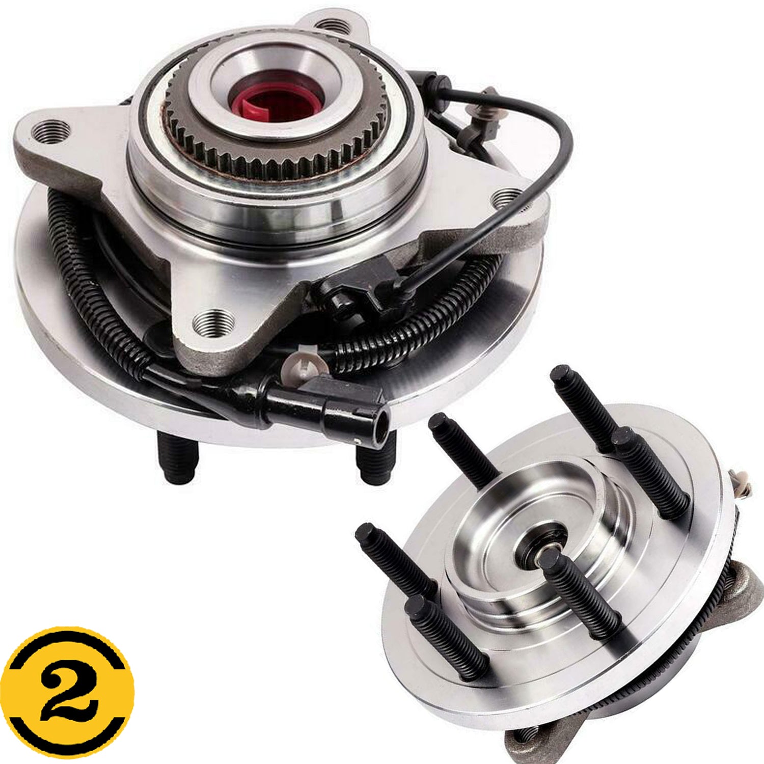 MotorbyMotor 515119 (4WD) Front Wheel Bearing and Hub Assembly 4WD with 6 Lugs Fits for 2009 2010 Ford F-150 (Not for Heavy Duty Payload Models), Lincoln Navigator Hub Bearing (4WD 4x4, w/ABS)-2PK