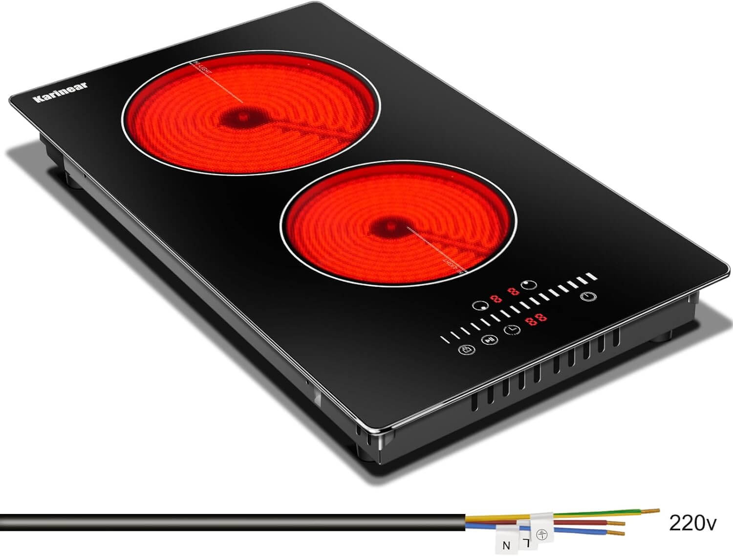 12 Inch 2 Burners Portable Electric Ceramic Cooktop-Sensor Touch Control