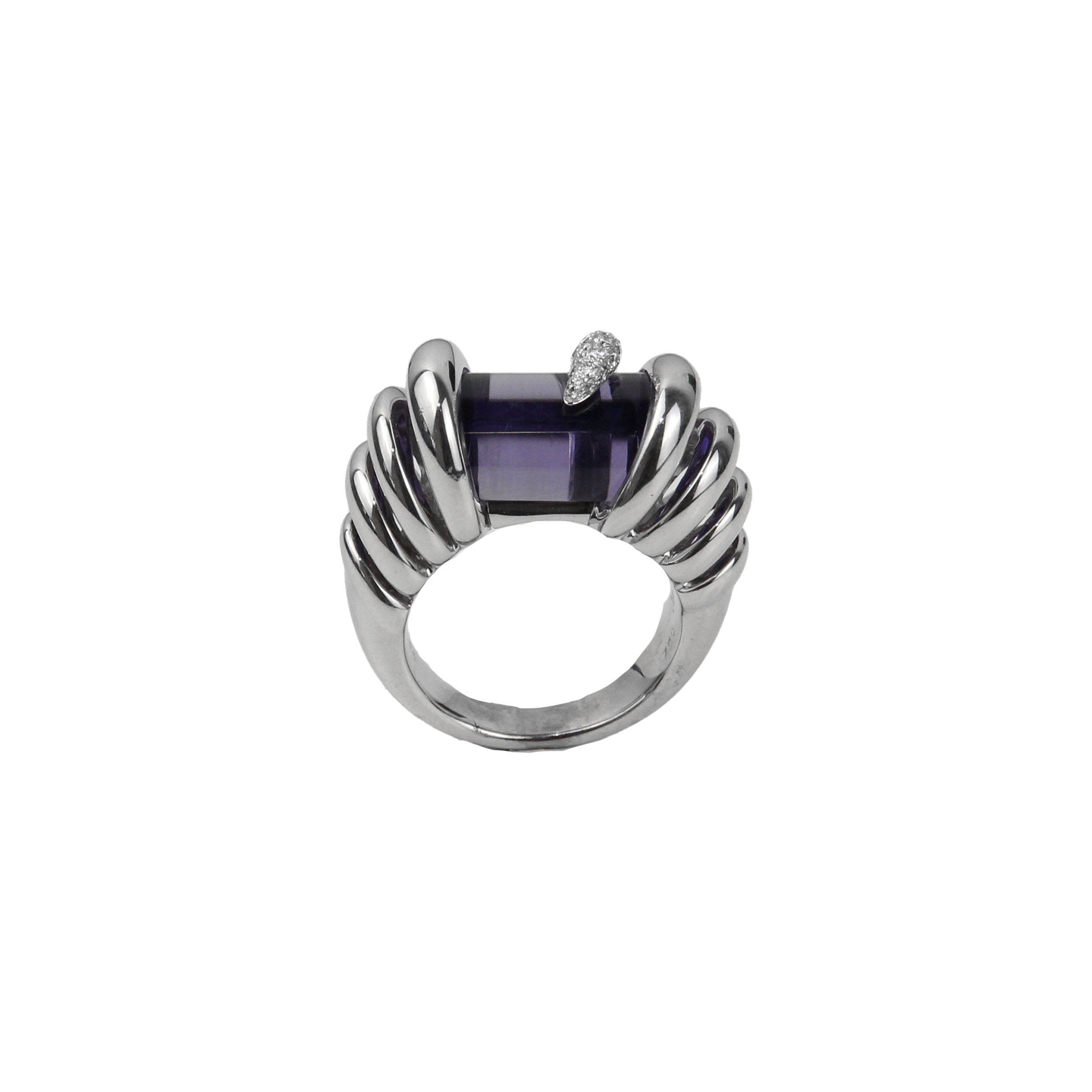 De Grisogono 18K White Gold Amethyst & Diamond Ring