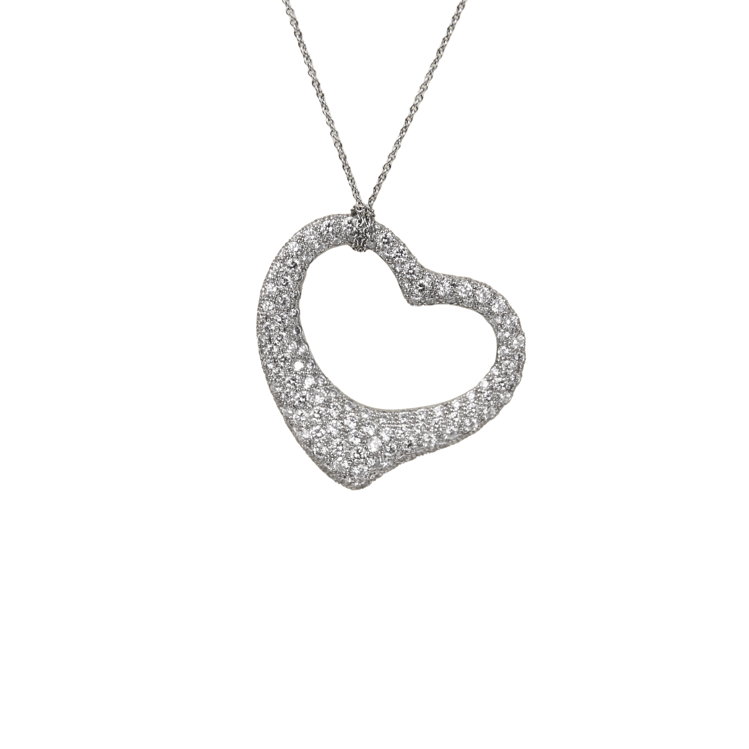 Tiffany & Co. Platinum Diamond Heart Necklace