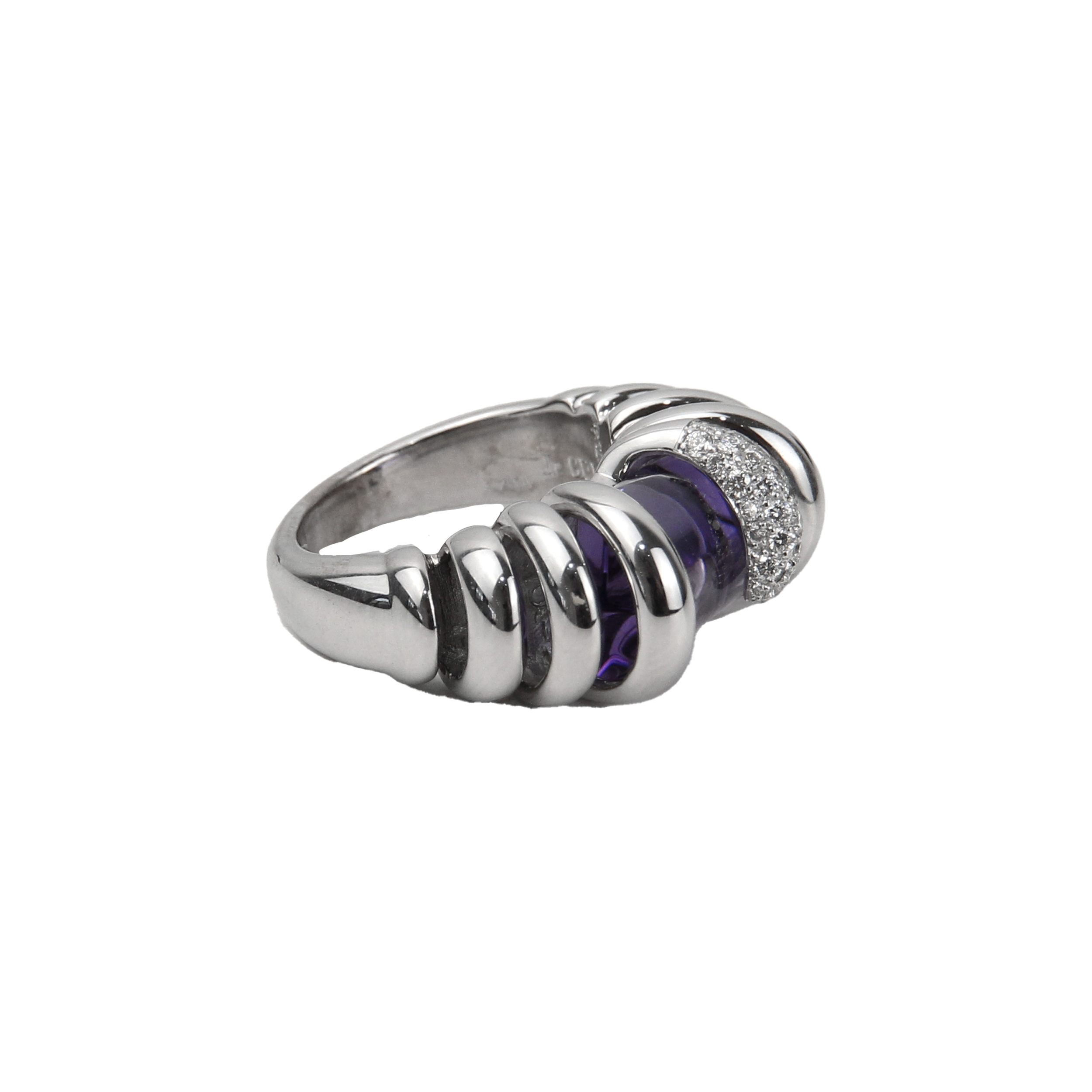 De Grisogono 18K White Gold Amethyst & Diamond Ring