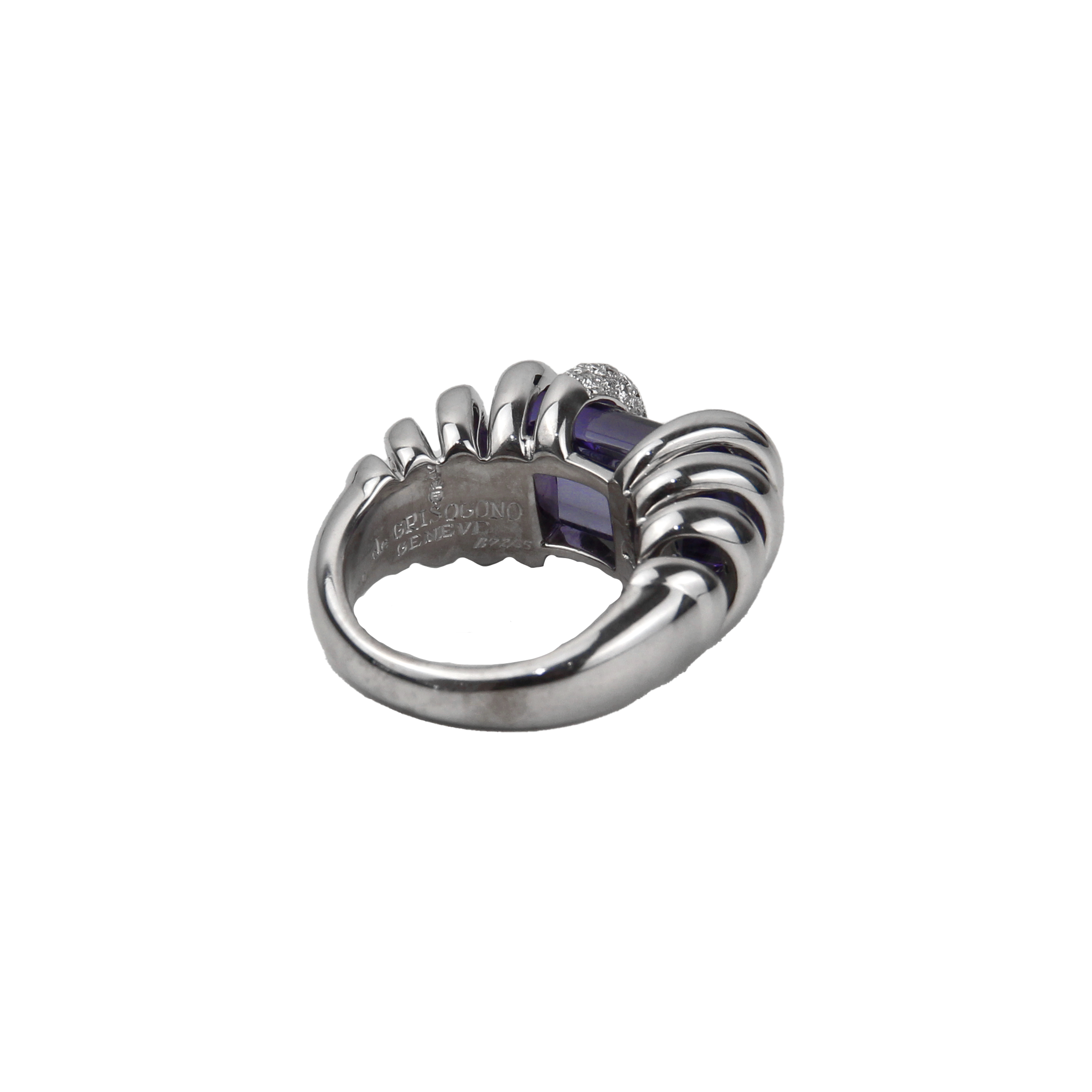 De Grisogono 18K White Gold Amethyst & Diamond Ring