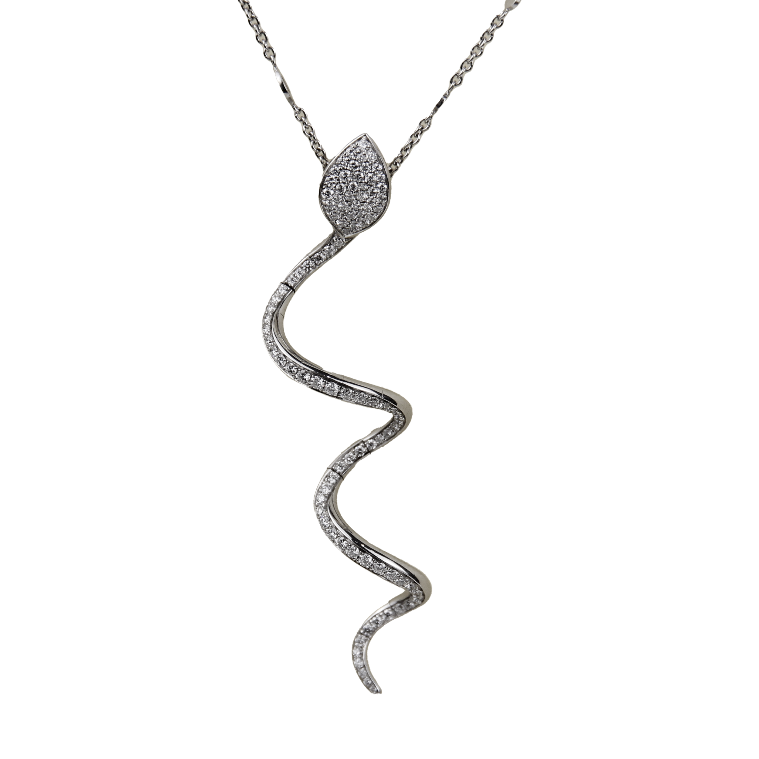 Pasquale Bruni 18K White Gold 0.98ctw Diamond Snake Necklace