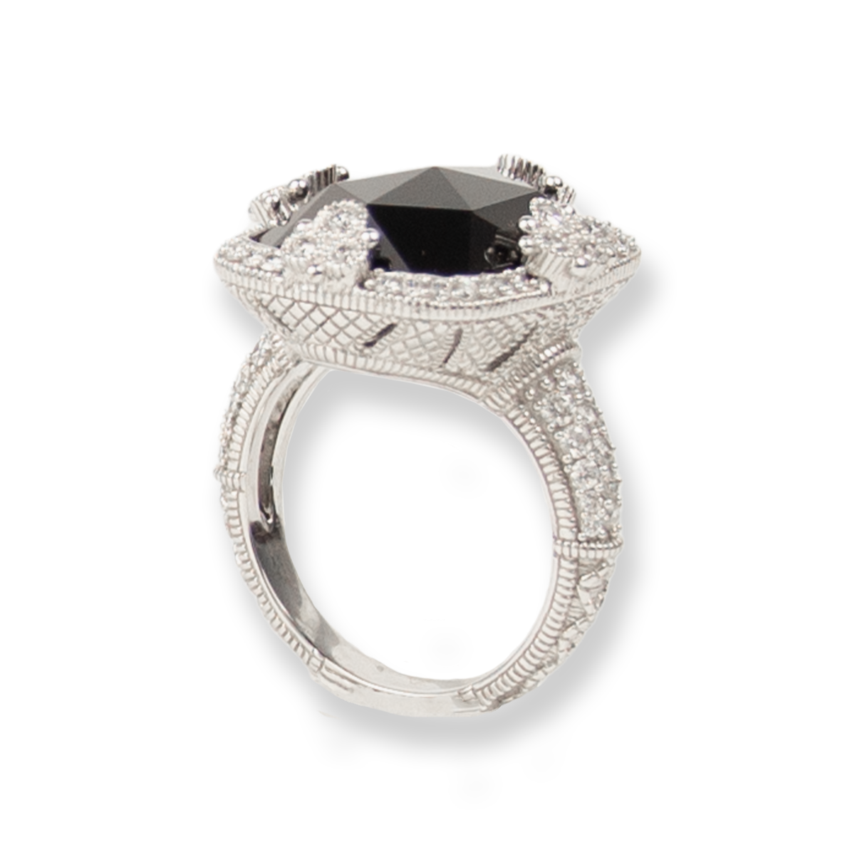 Judith Ripka 18K White Gold Diamond & Onyx Ring