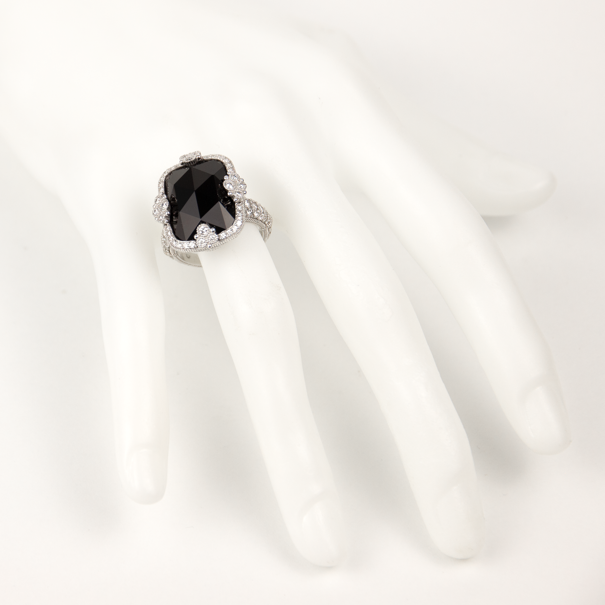 Judith Ripka 18K White Gold Diamond & Onyx Ring