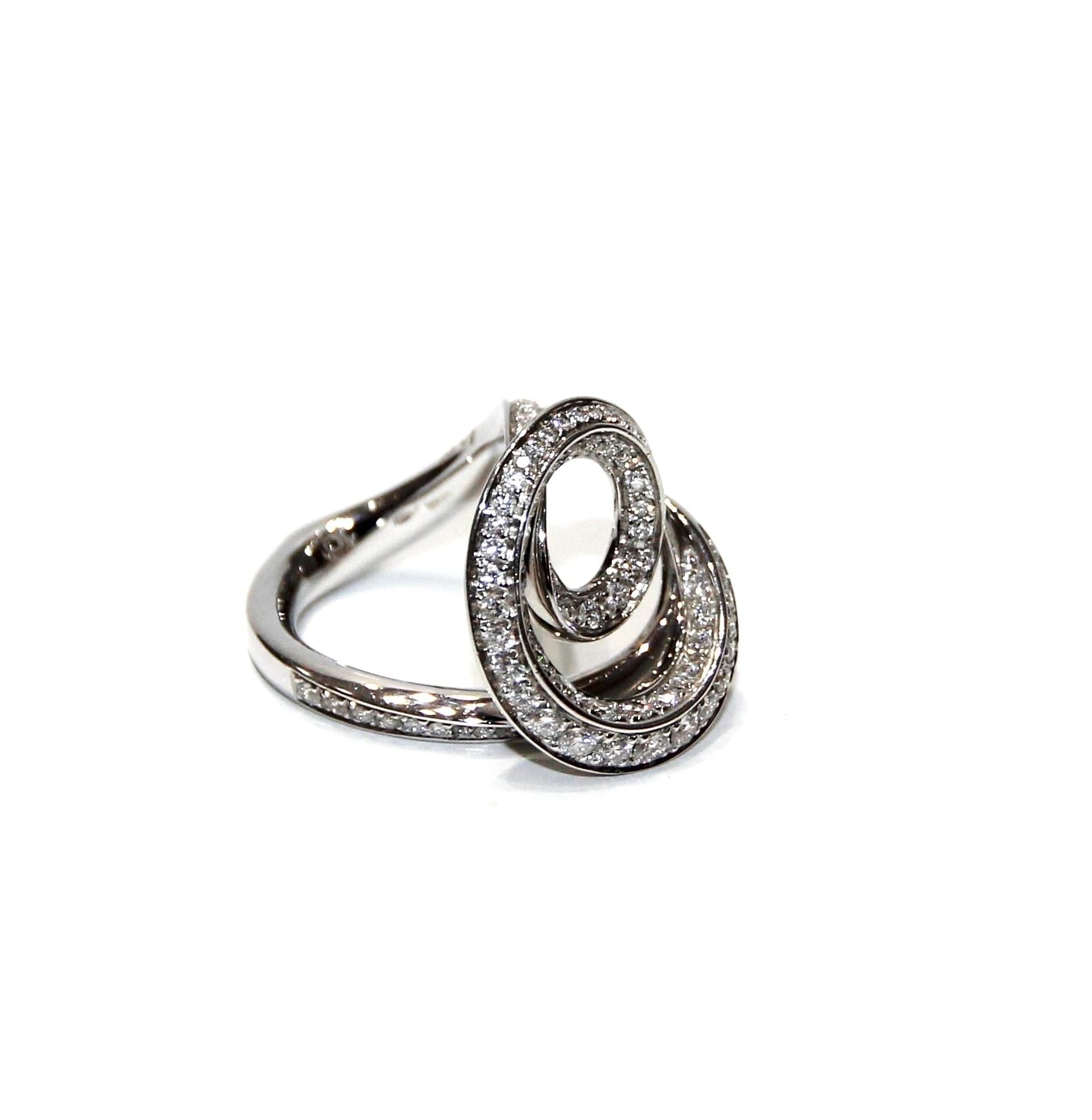 Stefan Hafner 18K White Gold E-Shaped Diamond Ring