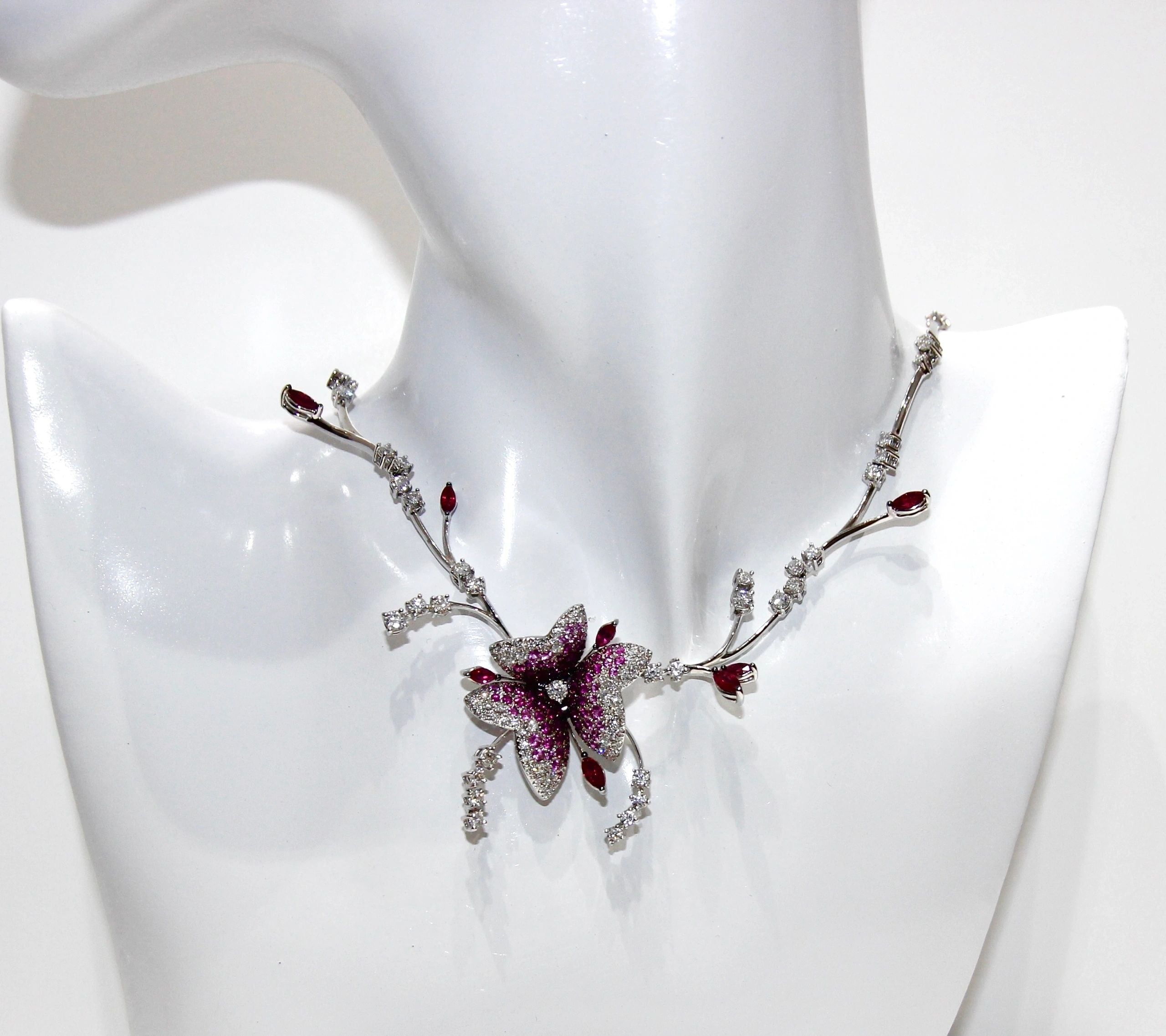 Stefan Hafner 18K White Gold Ruby, Sapphire, And Diamond Necklace